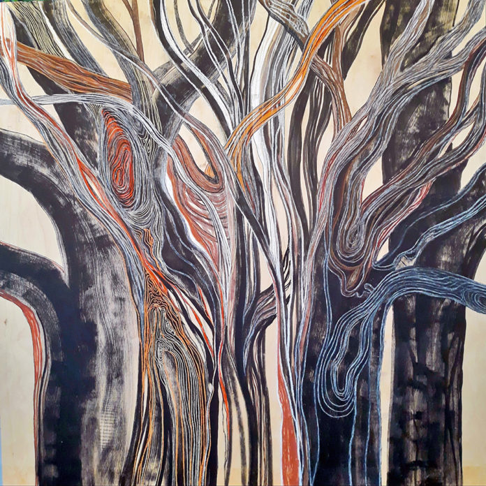 Lorien Suarez-Kanerva Wooded Terrain #1 (an ongoing studio painting) 2021
