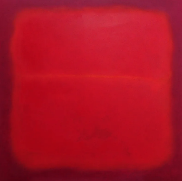 red-on-red-color field painting