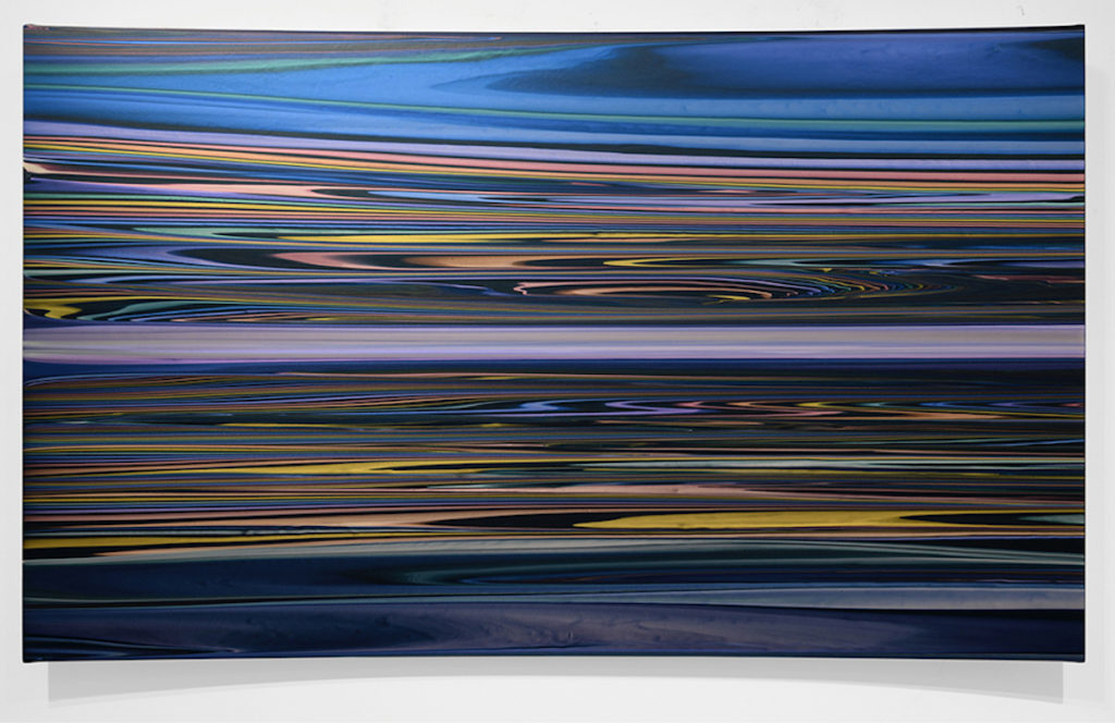 Andy Moses, “Nocturne 1601,” 2021, Acrylic on canvas concave wood panel, 60 x 90 in