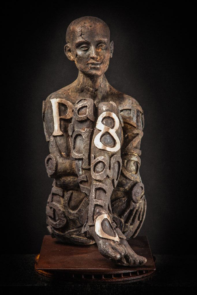 Marek Zyga, “Heaven Wait,” Bronze, 36 x 10 x12 in