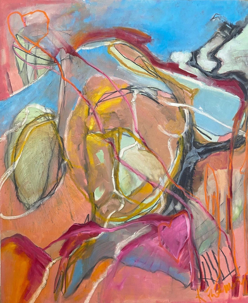 Kaye Freeman, “My Sweet Tsunami,” Oil Paint, oil stick, graphite on canvas, 48 x 40 in, 2016