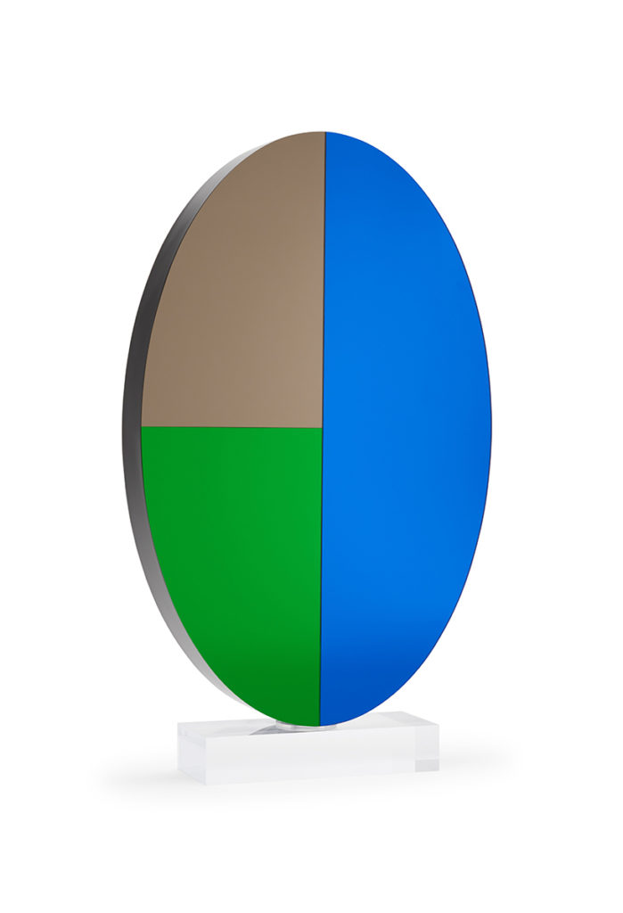 Shana Mabari, “LeukosPetal Blue Green Bronze,” Side1, Acrylic Mirror, 2018.