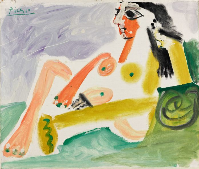 Picasso-Nu-assis-appuyé-sur-des-coussins-1964