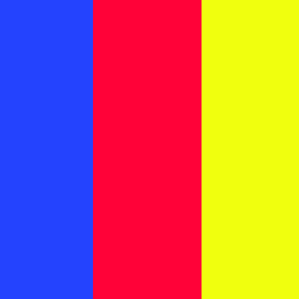 Primary Colors: blue, red, yellow