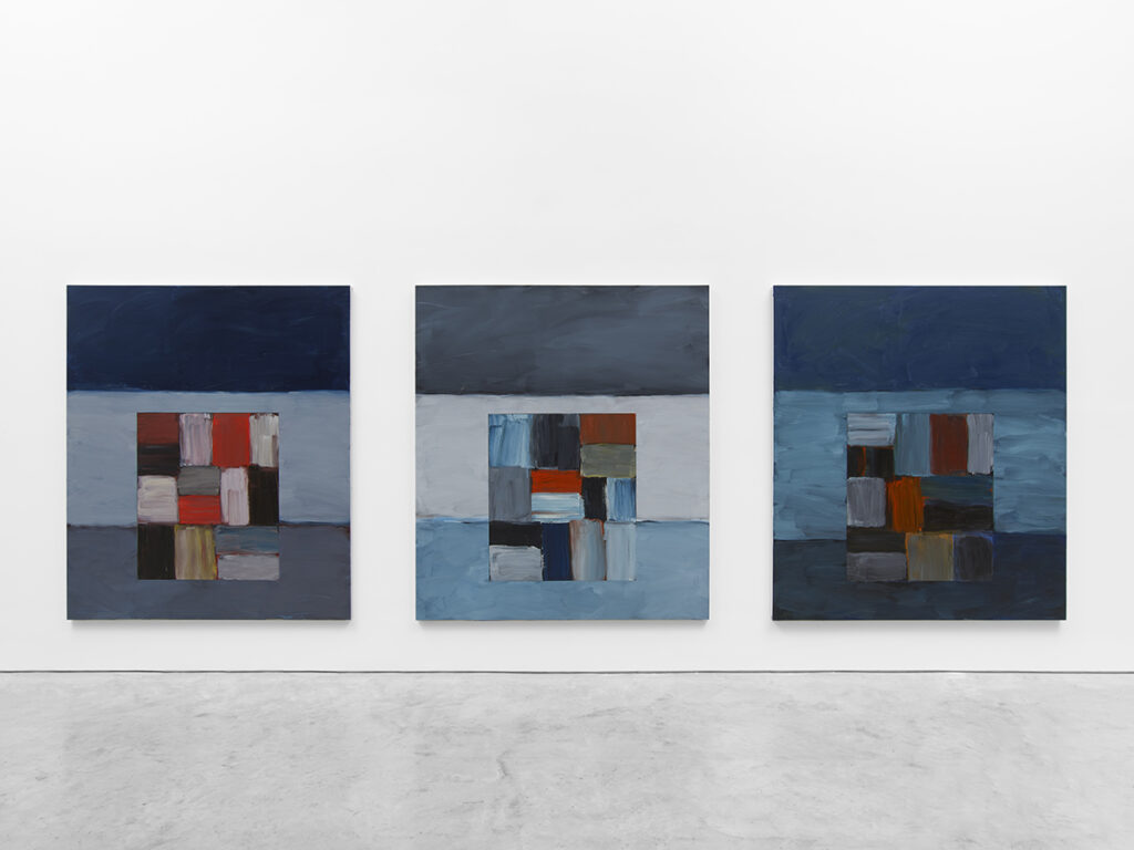 Wall Landline Triptych, Oil on aluminum, 85 x 269 1/4 x 2 1/8 inches (each,) 2022, ©Sean Scully; Courtesy Lisson Gallery