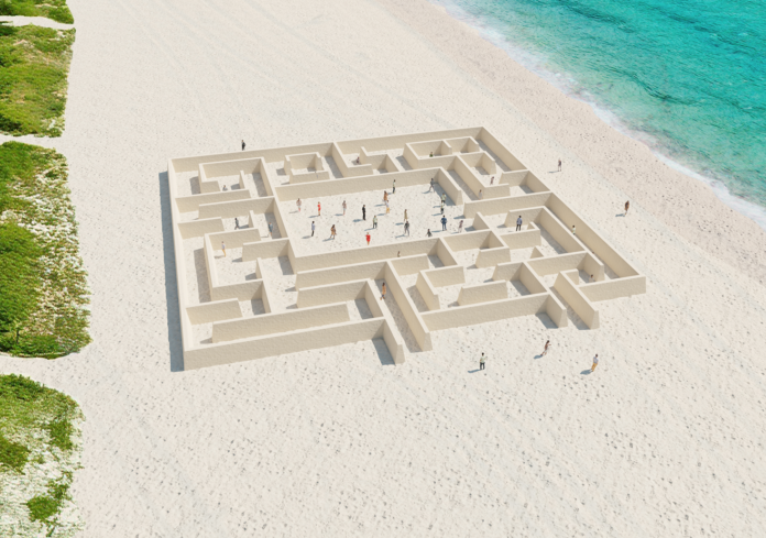 Rendering of ‘MAZE- Journey Through the Algorithmic Self’ by Sebastian Errazuriz. Courtesy the artist and Faena Art