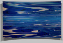 Geomorphology 1607, Acrylic on canvas, over concave wood panel, 57 x 90 inches, 2023