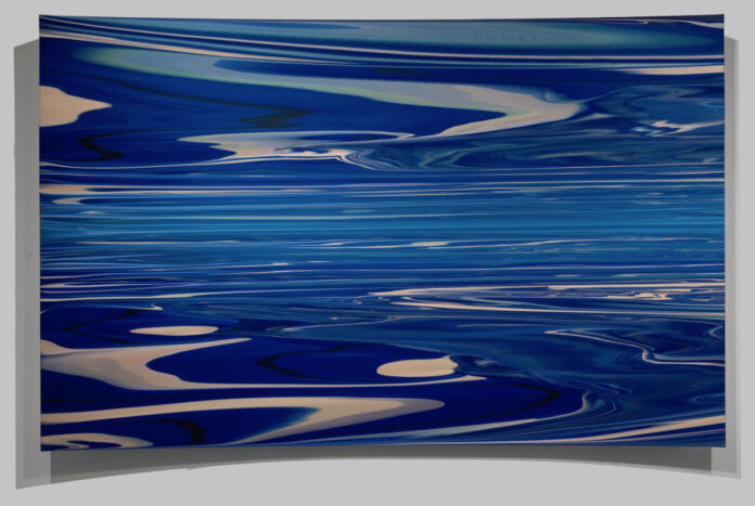 Geomorphology 1607, Acrylic on canvas, over concave wood panel, 57 x 90 inches, 2023