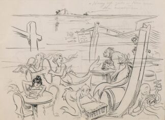 Louis Glackens, Hurry up Girls - Here comes the customers , n.d. Pencil, pen and ink on paper, NSU Art Museum Fort Lauderdale, William Glackens Collection, 92.132