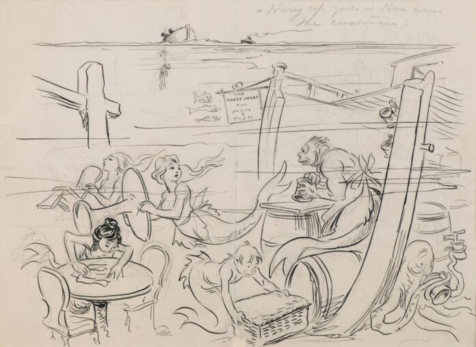Louis Glackens, Hurry up Girls - Here comes the customers , n.d. Pencil, pen and ink on paper, NSU Art Museum Fort Lauderdale, William Glackens Collection, 92.132
