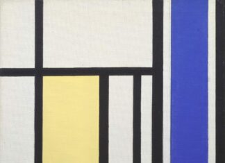 Marlow Moss, Untitled (White, Black, Blue and Yellow), 1954.