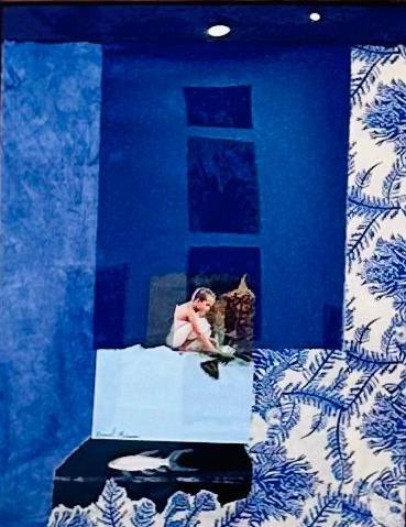 Raquel Munera Como Pez en el Agua Series Collage mixed media on paper