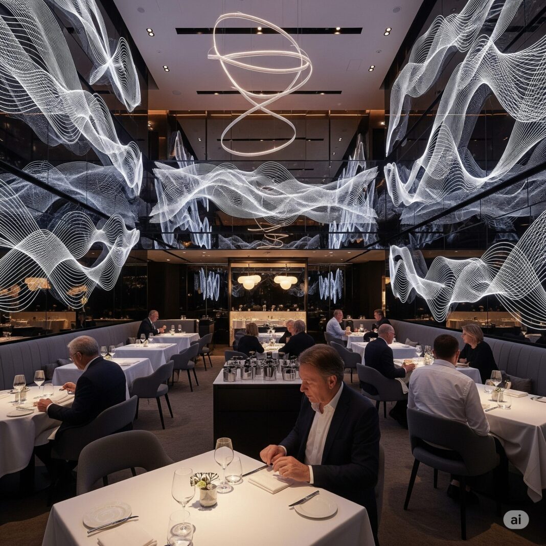 high-end restaurant with kinetic art