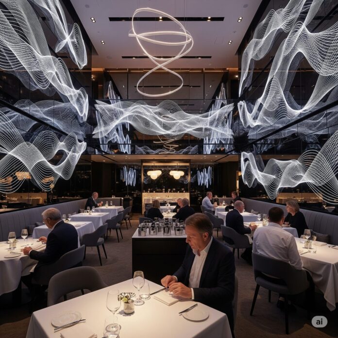 high-end restaurant with kinetic art