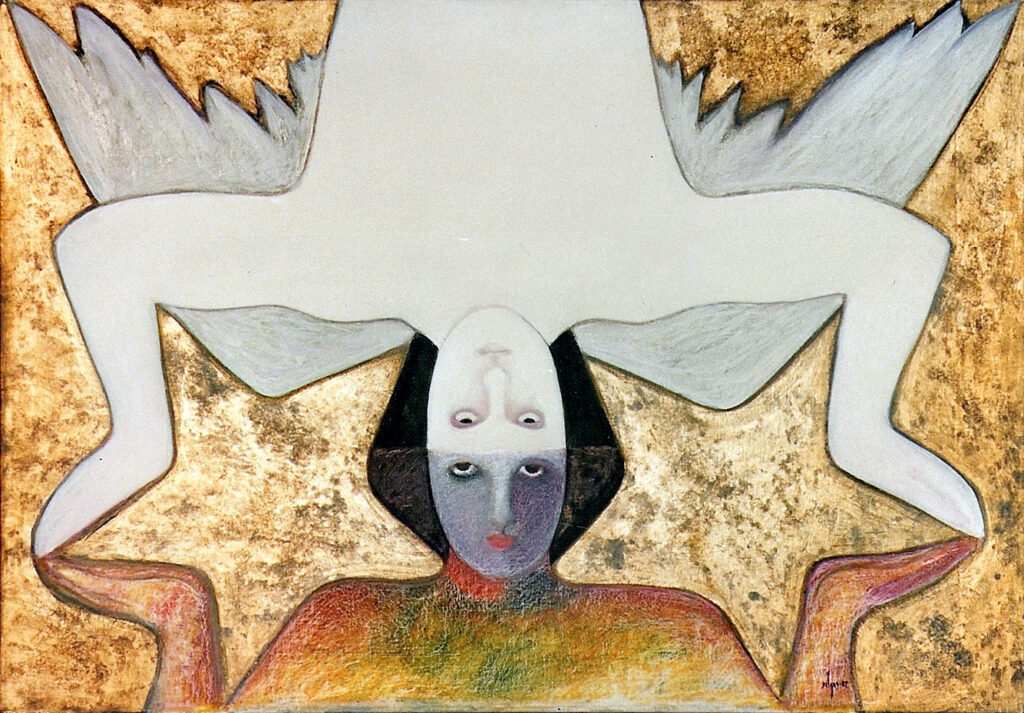 Cepp Selgas, Angel-Guije, 1983, óleo sobre lienzo, 25" x 36"