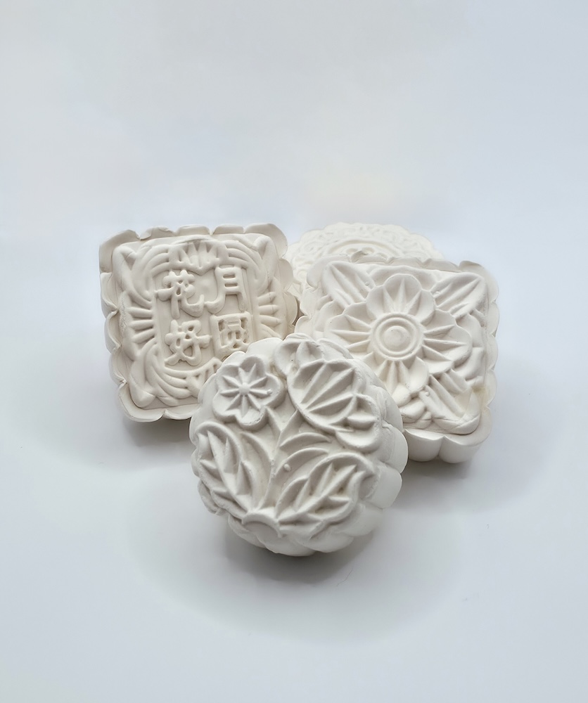 Over the Moon (detail), mooncakes within textile nest. Courtesy of the artist.