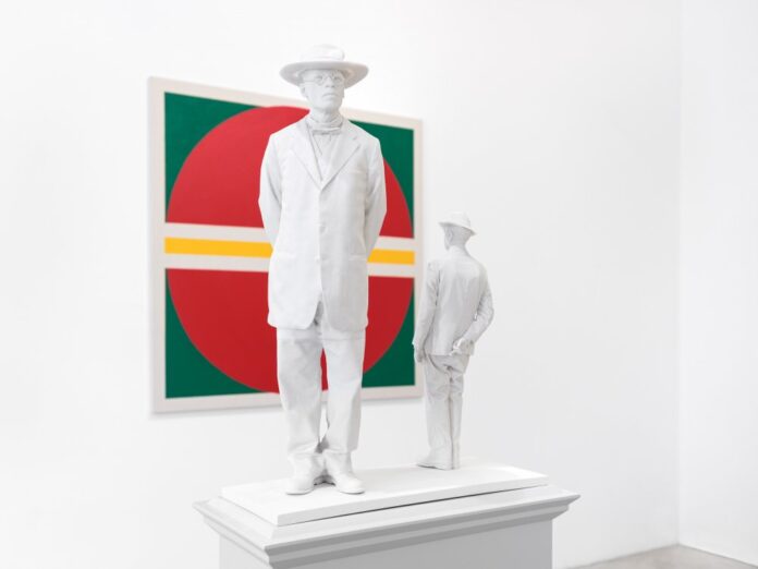 Samson Kambalu, Red Country Crosser, 2022, acrylic on canvas, 120 x 120 cm