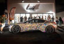 Exterior Lucid Design District at Night during Art Miami Week