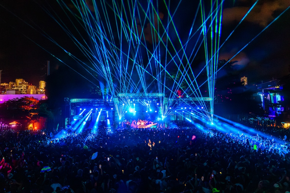 A massive disco ball suspended above the III Points crowd captures the festival’s blend of nightlife, spectacle, and Miami’s ever-shifting urban landscape. Courtesy of III Points.